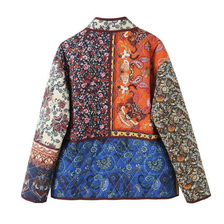 Damer vadderad patchworkjacka med fickor och färggor design Mirla-Eva Jonsson