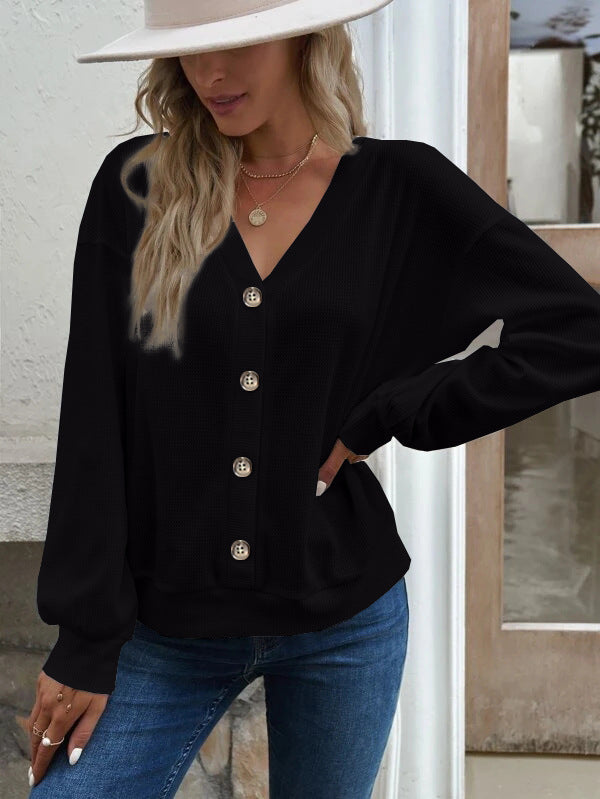 Damer våffelstruktur blus med knapppdetaljer Mirla-Eva Jonsson