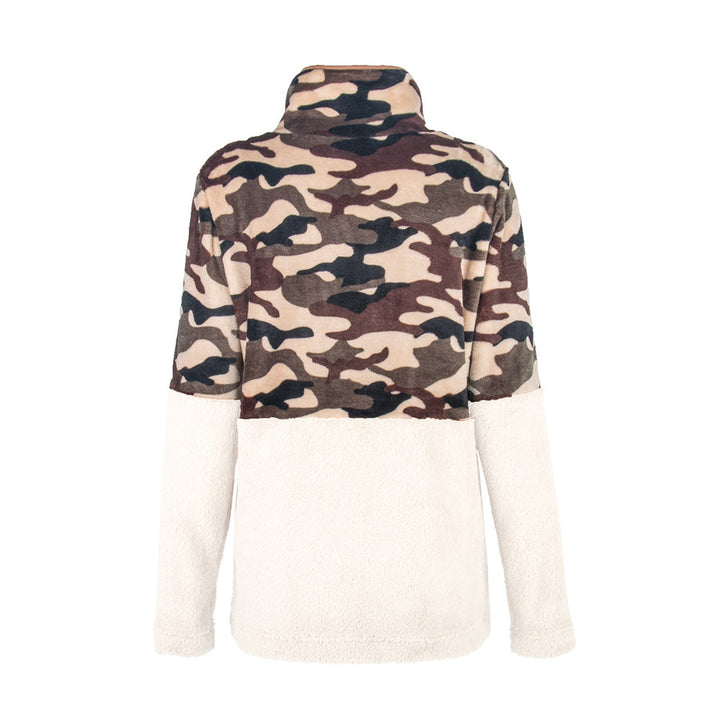 Damer varm fleecejacka i camouflage-design med hög krage Eva Jonsson-Eva Jonsson