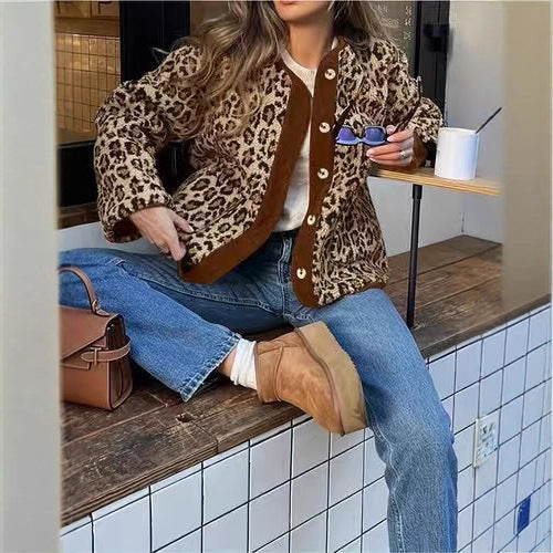 Damer varm leopardmönster jacka Mirla-Eva Jonsson