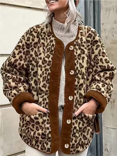 Damer varm leopardmönster jacka Mirla-Eva Jonsson