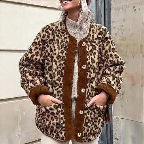 Damer varm leopardmönster jacka Mirla-Eva Jonsson