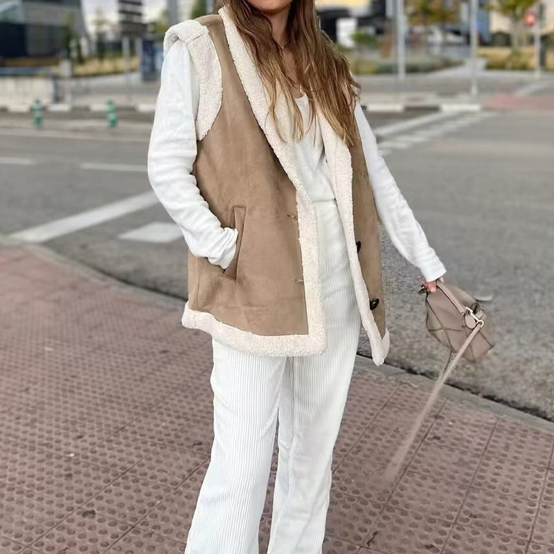 Damer väst i konstpäls med eleganta knapppdetaljer Mirla-Eva Jonsson