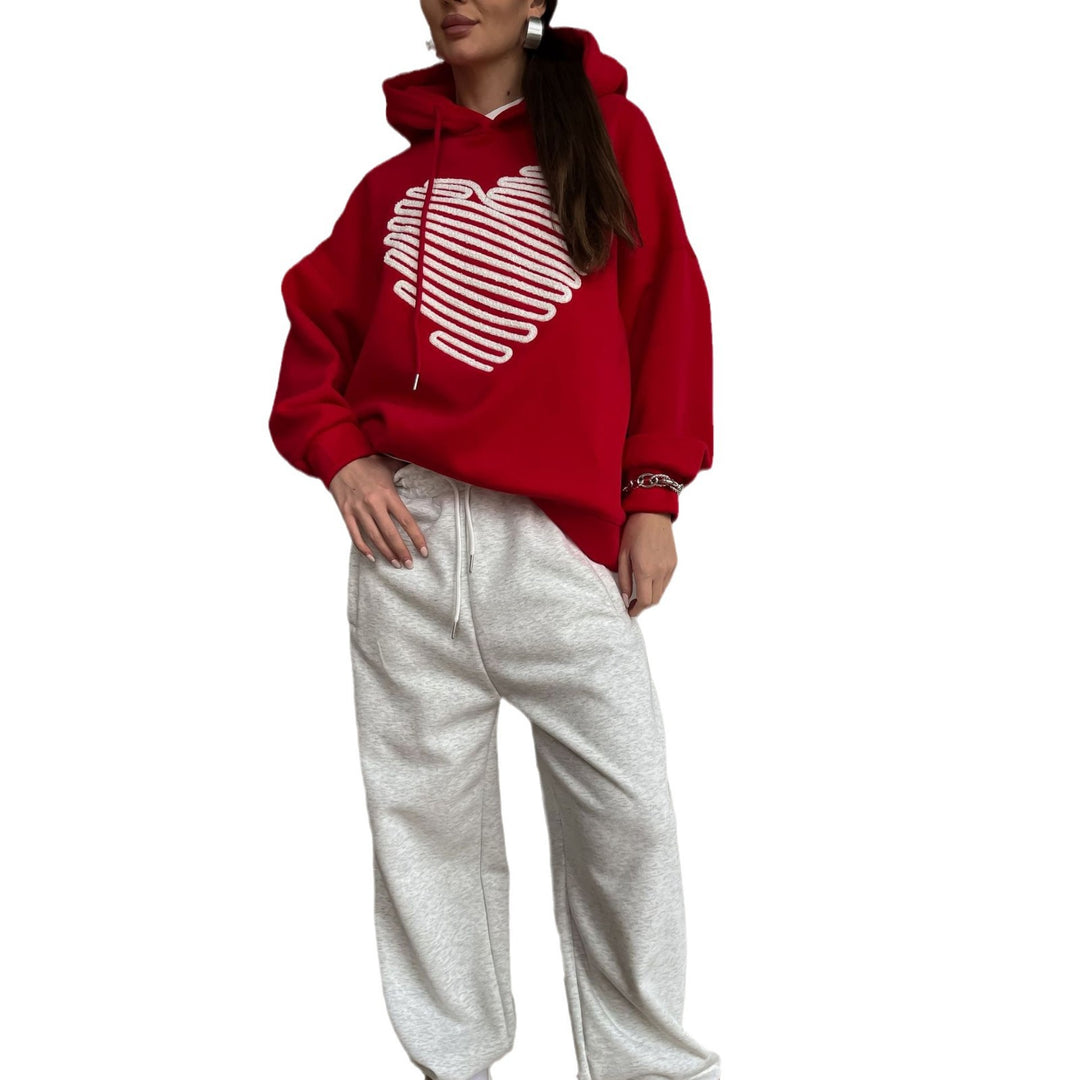 Damer vävd hoodie med hjärttryck Mirla-Eva Jonsson