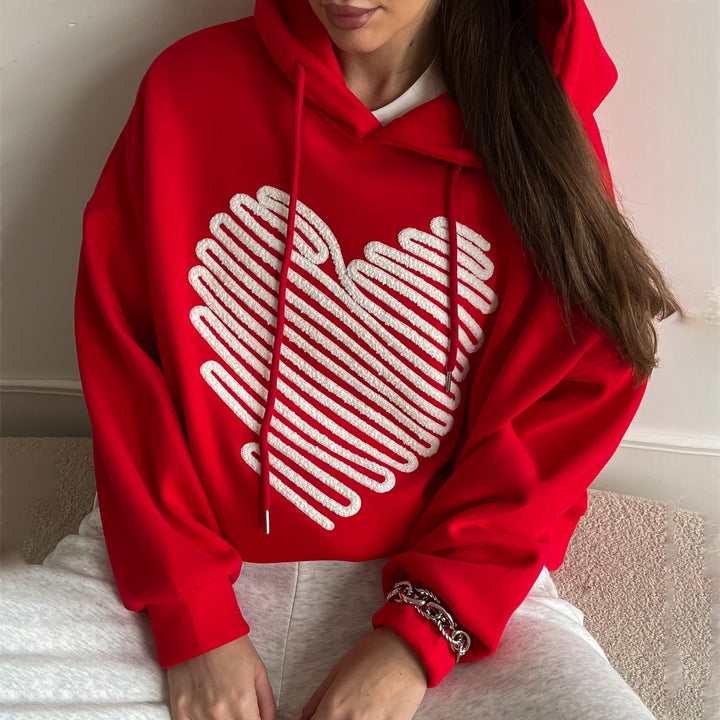 Damer vävd hoodie med hjärttryck Mirla-Eva Jonsson
