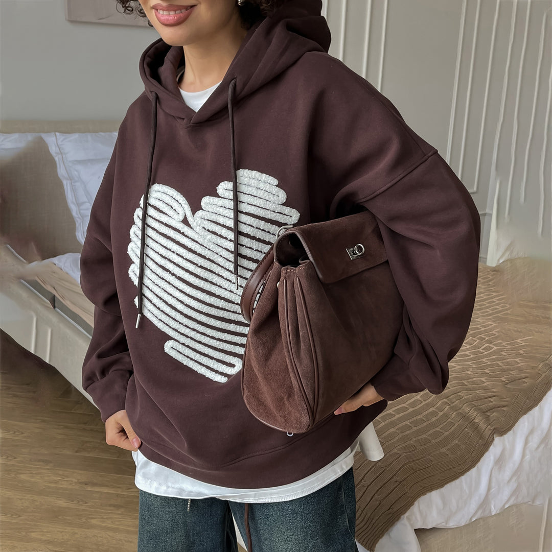 Damer vävd hoodie med hjärttryck Mirla-Eva Jonsson