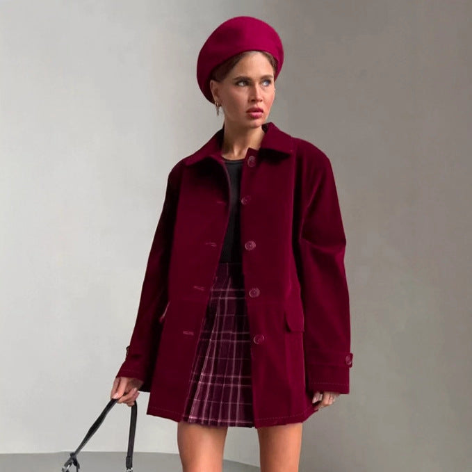 Damer velourjacka i modern oversized-stil med praktiska fickor Mirla-Eva Jonsson