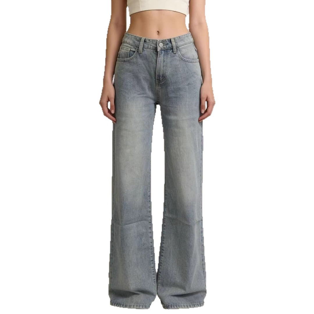 Damer vid jeans med vintage-wash och hög skuren midja Mirla-Eva Jonsson
