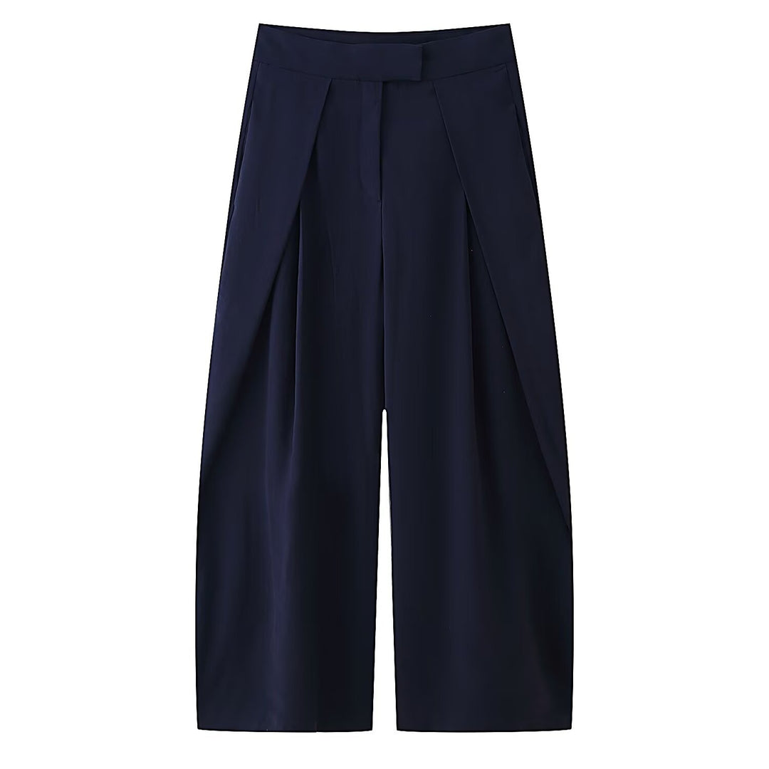Damer vida culotte-byxor med eleganta plisseringar och hög midja Mirla-Eva Jonsson