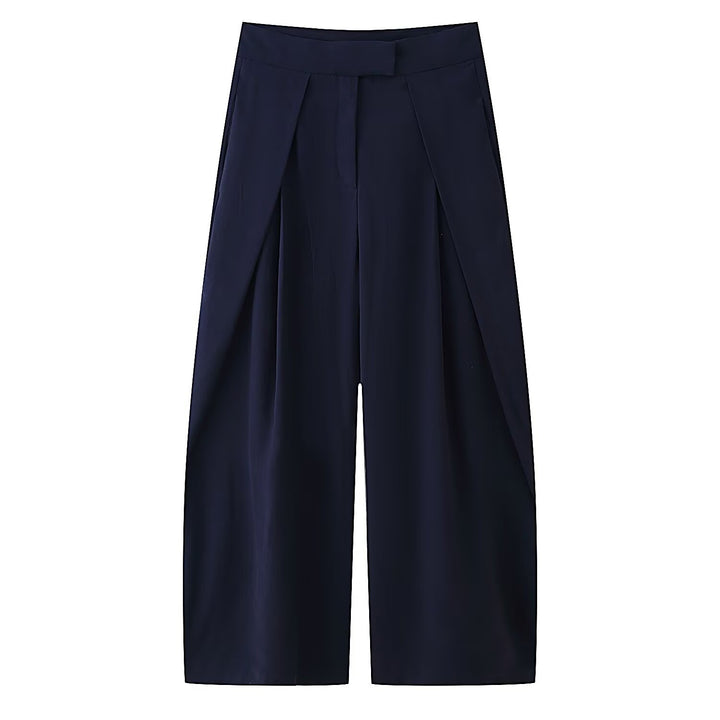 Damer vida culotte-byxor med eleganta plisseringar och hög midja Mirla-Eva Jonsson