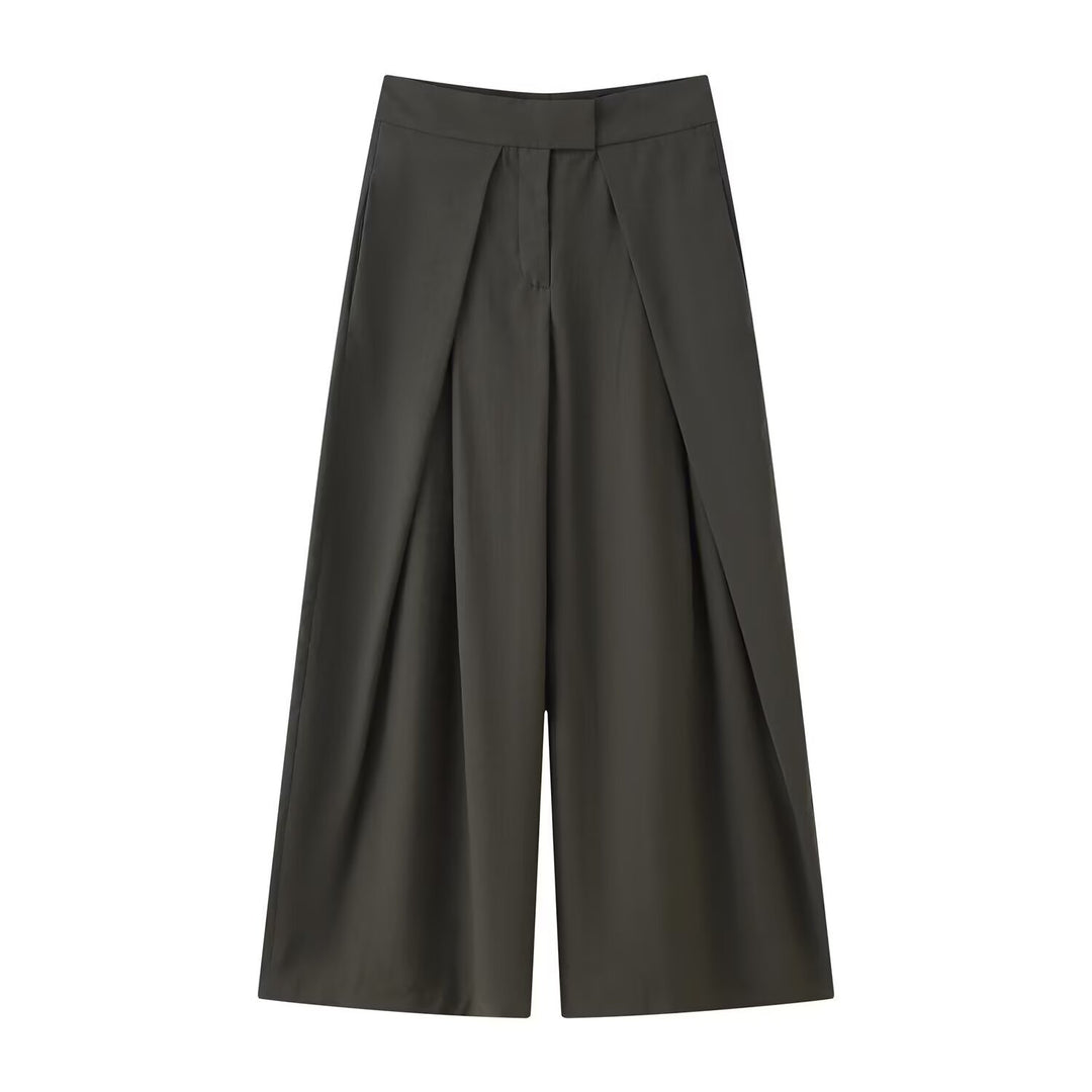 Damer vida culotte-byxor med eleganta plisseringar och hög midja Mirla-Eva Jonsson