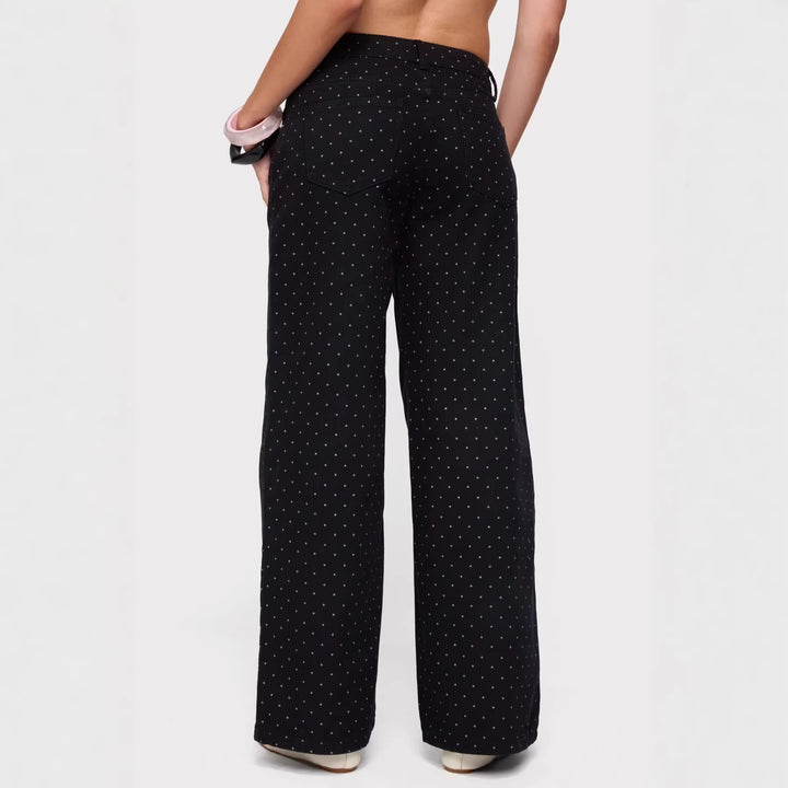 Damer vida denimjeans med polka-prickar Mirla-Eva Jonsson