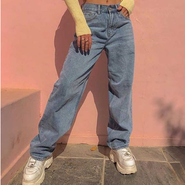 Damer vida high-waist jeans med avslappnad passform och modeakcent Mirla-Eva Jonsson