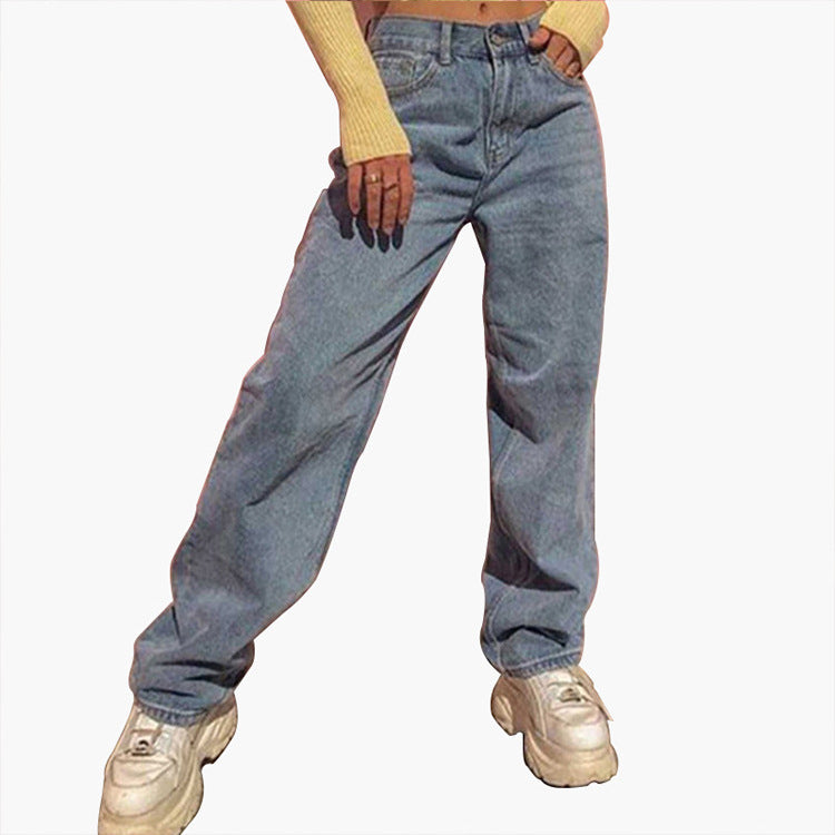 Damer vida high-waist jeans med avslappnad passform och modeakcent Mirla-Eva Jonsson