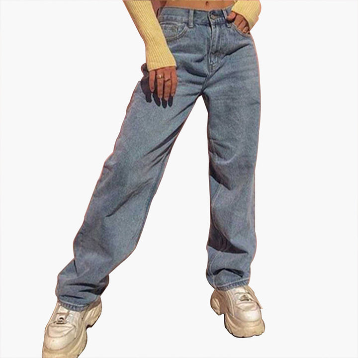 Damer vida high-waist jeans med avslappnad passform och modeakcent Mirla-Eva Jonsson