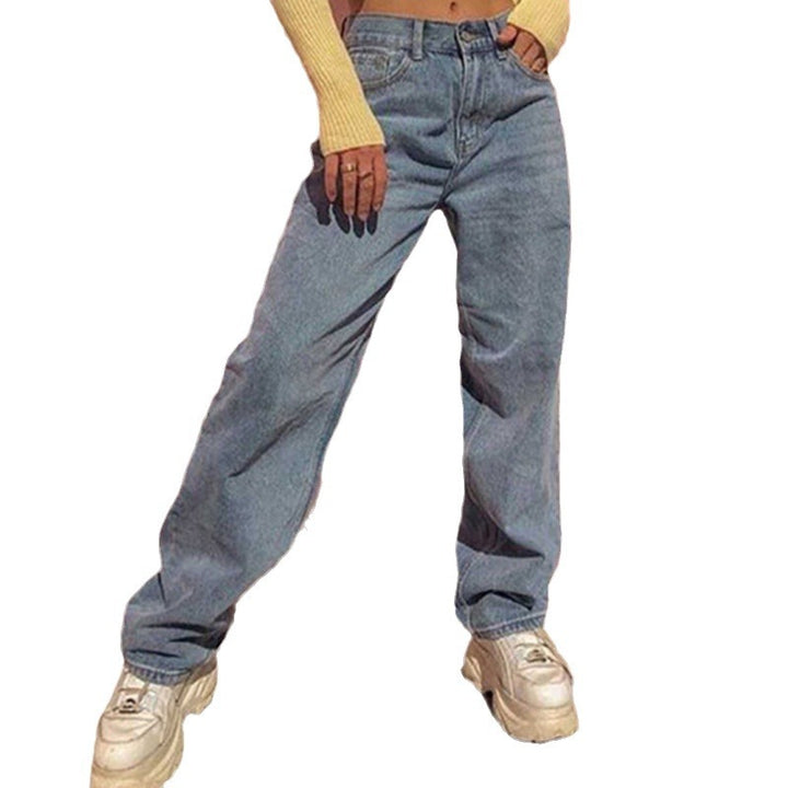 Damer vida high-waist jeans med avslappnad passform och modeakcent Mirla-Eva Jonsson