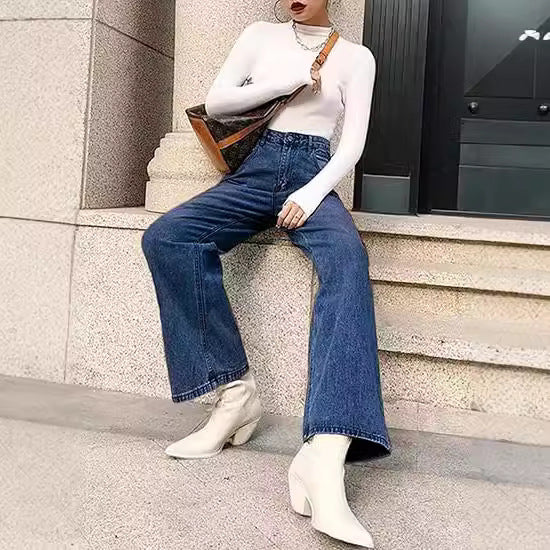 Damer vida high waist jeans med bekväm passform och avslappnad stil Mirla-Eva Jonsson