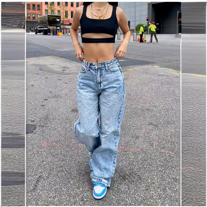 Damer vida högmidjade jeans med modern skärning Mirla-Eva Jonsson