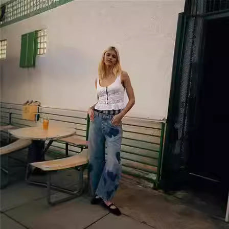 Damer vida jeans med hjärt-detaljer och avslappnad passform Mirla-Eva Jonsson
