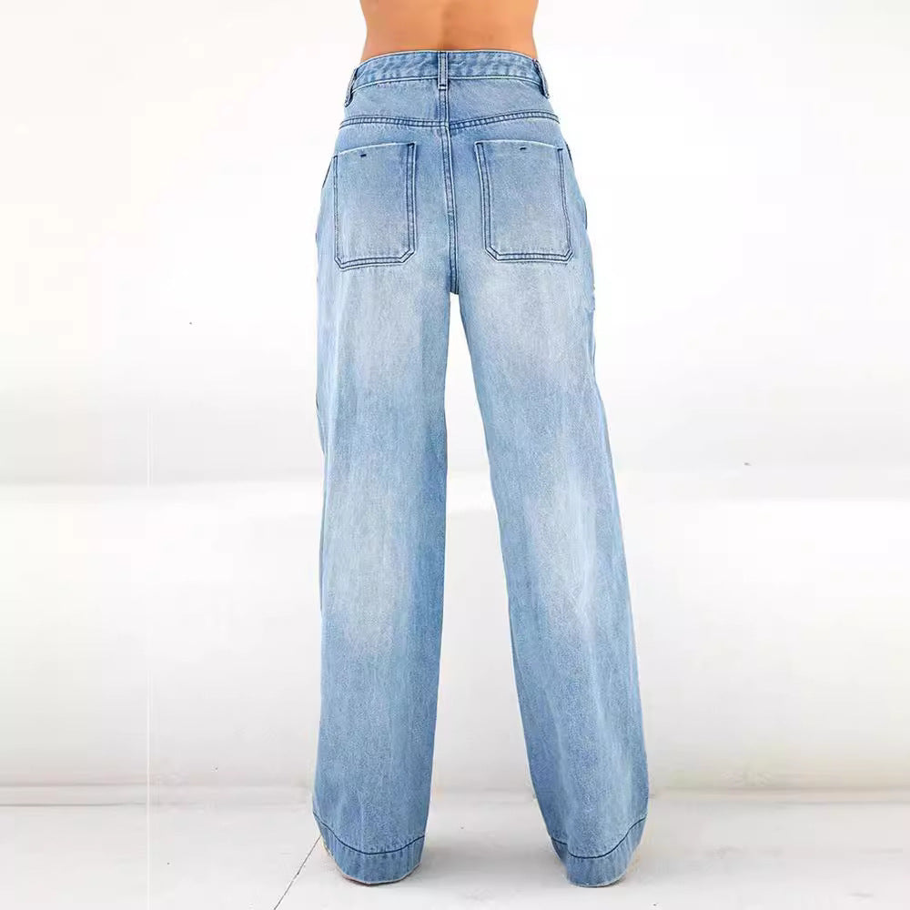 Damer vida jeans med hög midja och avslappnad passform Mirla-Eva Jonsson