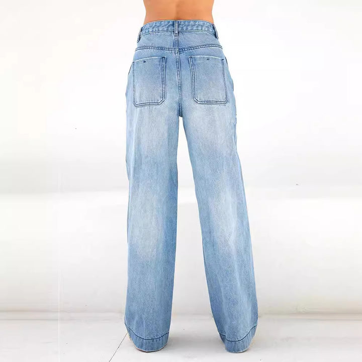 Damer vida jeans med hög midja och avslappnad passform Mirla-Eva Jonsson