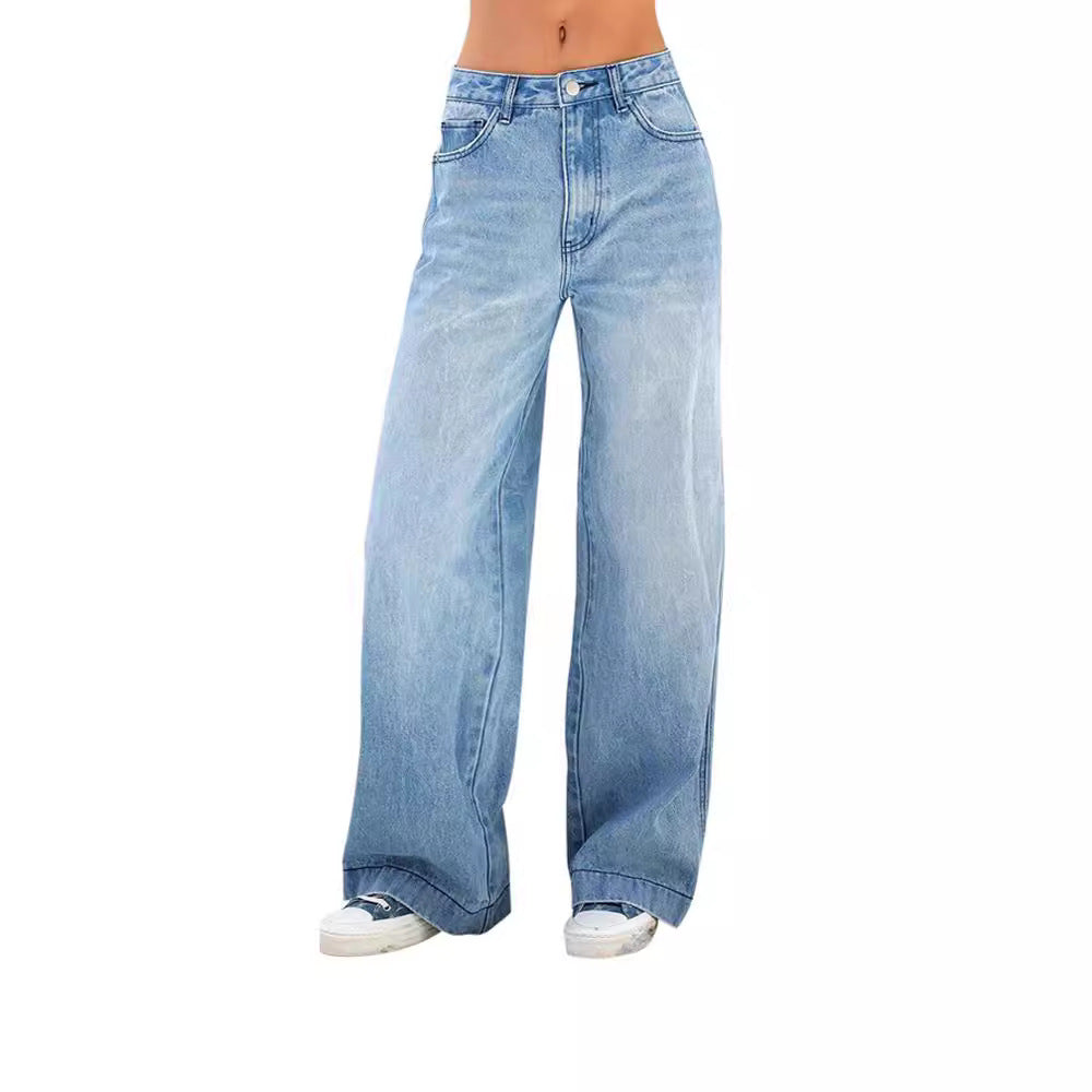 Damer vida jeans med hög midja och avslappnad passform Mirla-Eva Jonsson