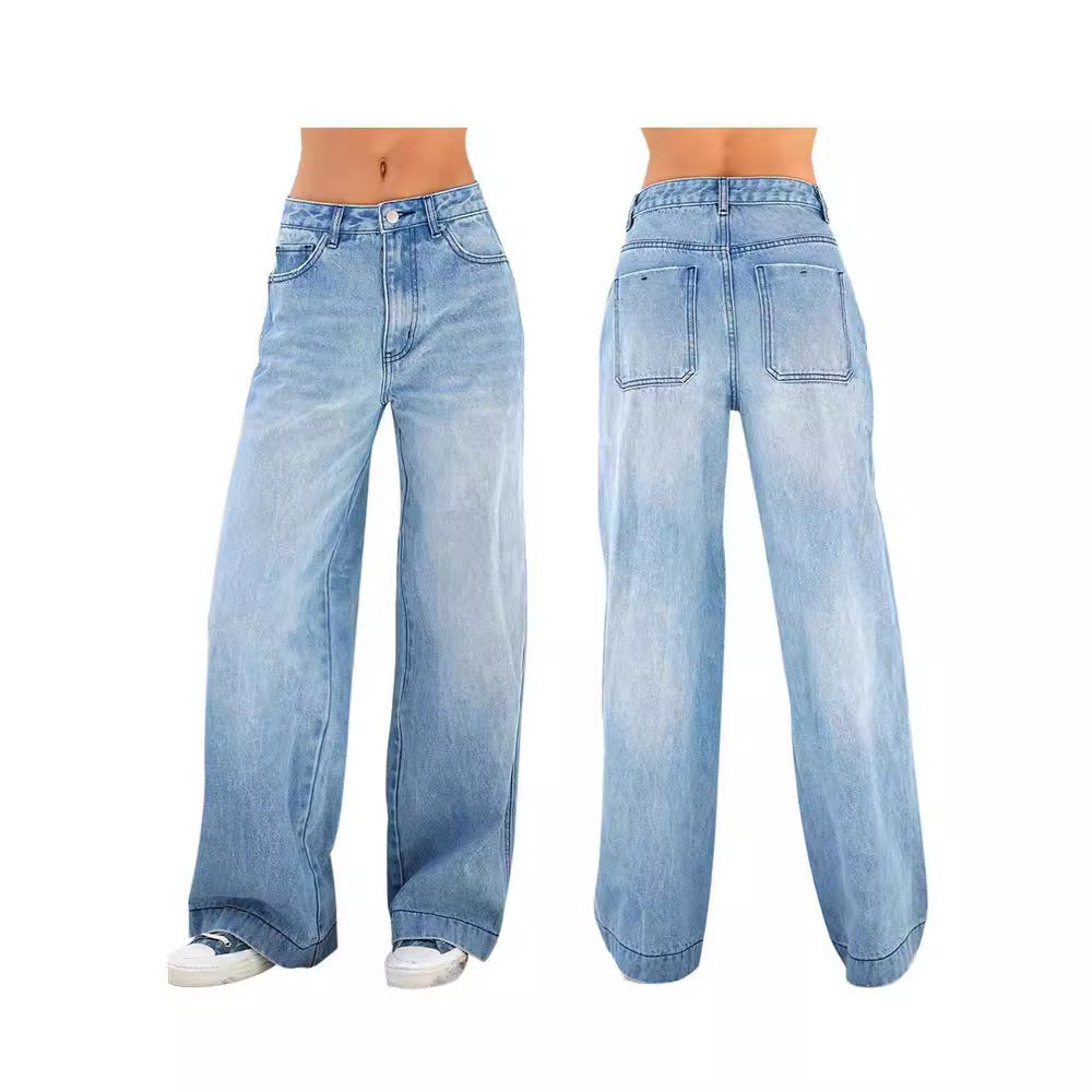 Damer vida jeans med hög midja och avslappnad passform Mirla-Eva Jonsson