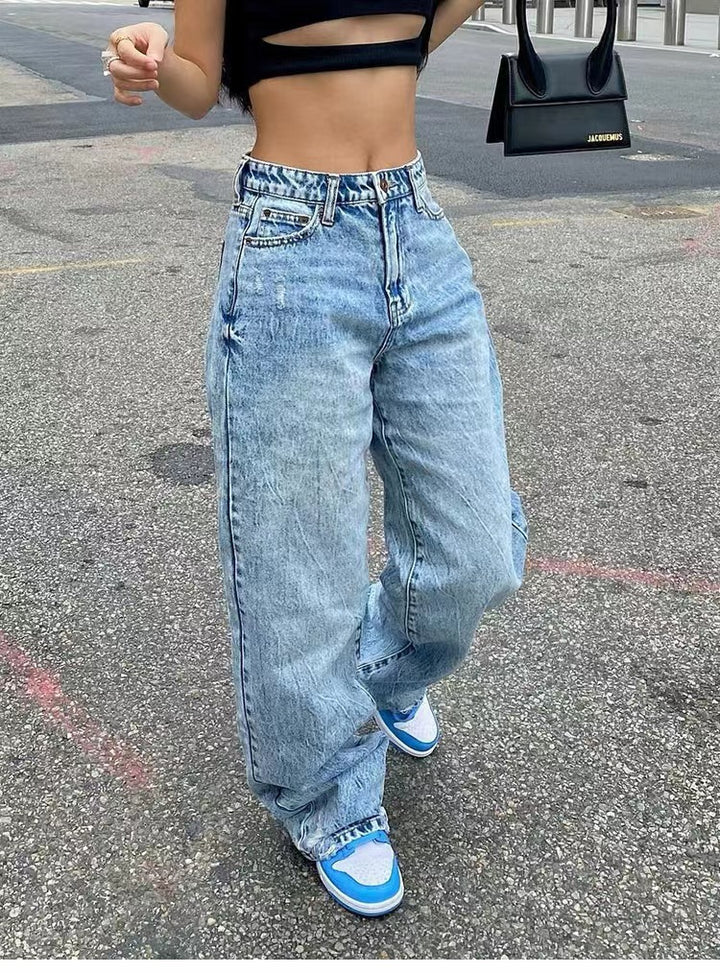 Damer vida jeans med hög midja och avslappnad passform Mirla-Eva Jonsson