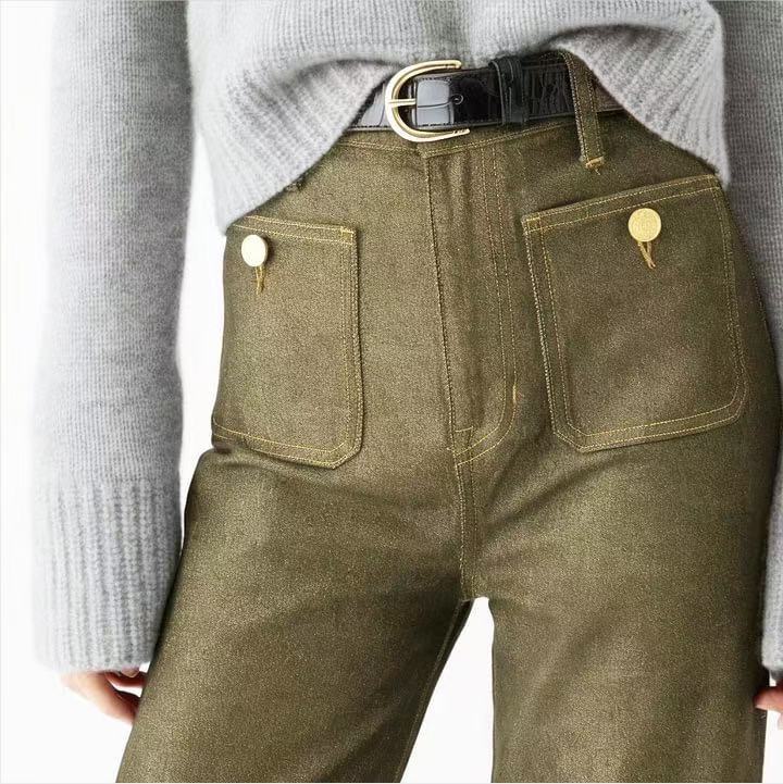 Damer vida jeans med trendig fåll Mirla-Eva Jonsson