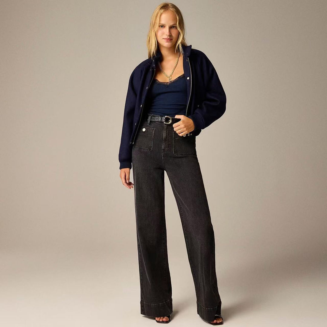 Damer vida jeans med trendig fåll Mirla-Eva Jonsson