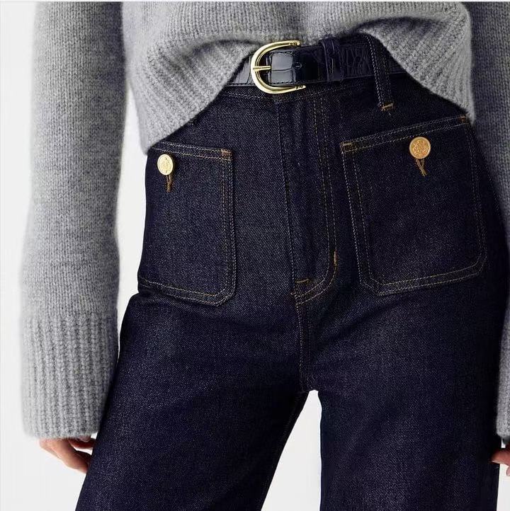 Damer vida jeans med trendig fåll Mirla-Eva Jonsson