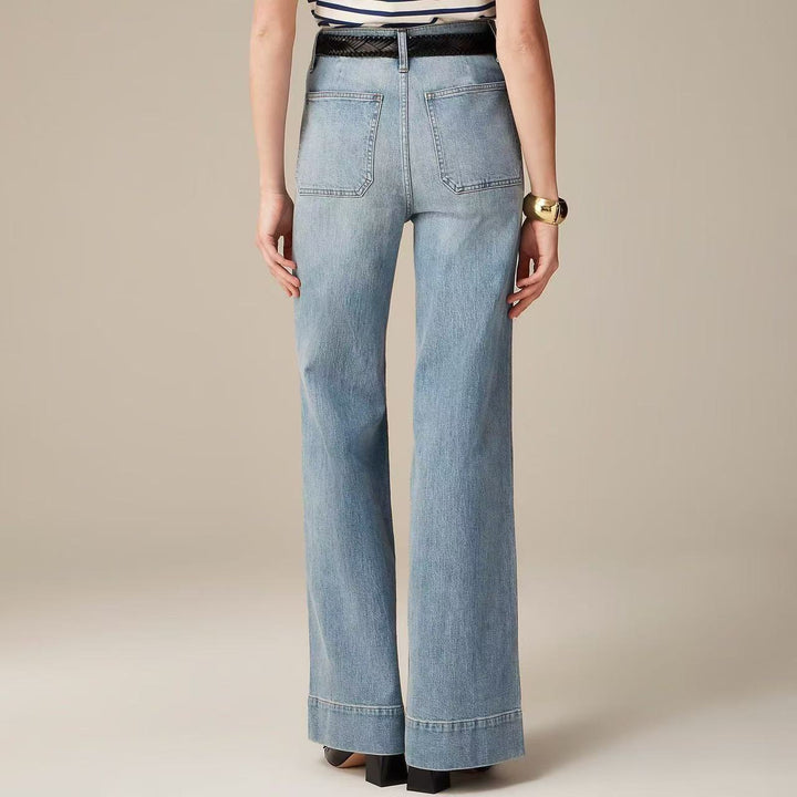 Damer vida jeans med trendig fåll Mirla-Eva Jonsson