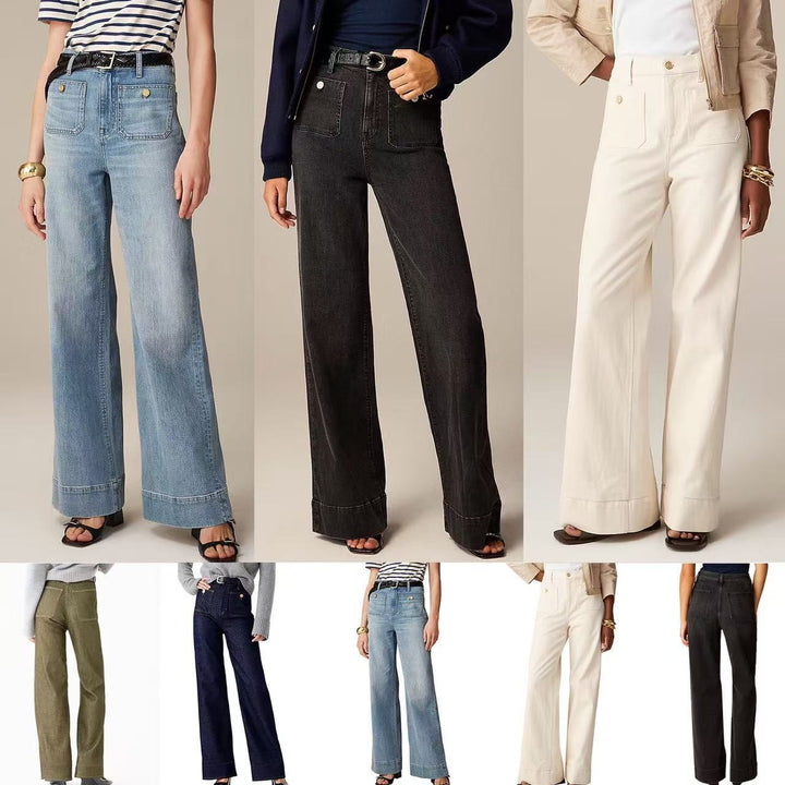 Damer vida jeans med trendig fåll Mirla-Eva Jonsson