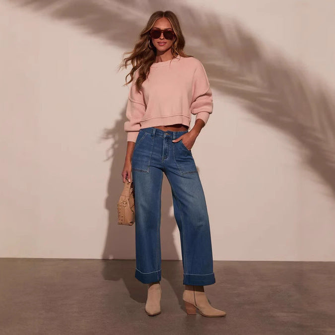 Damer vida skurna jeans med hög midja Mirla-Eva Jonsson
