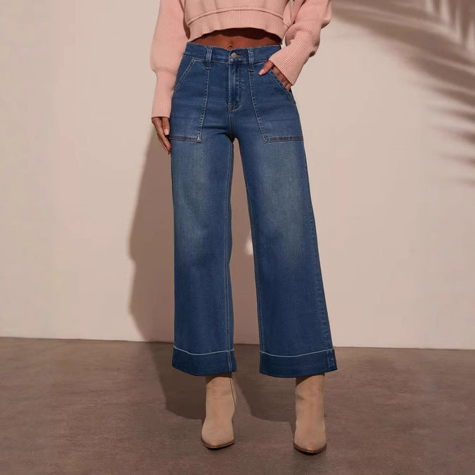 Damer vida skurna jeans med hög midja Mirla-Eva Jonsson