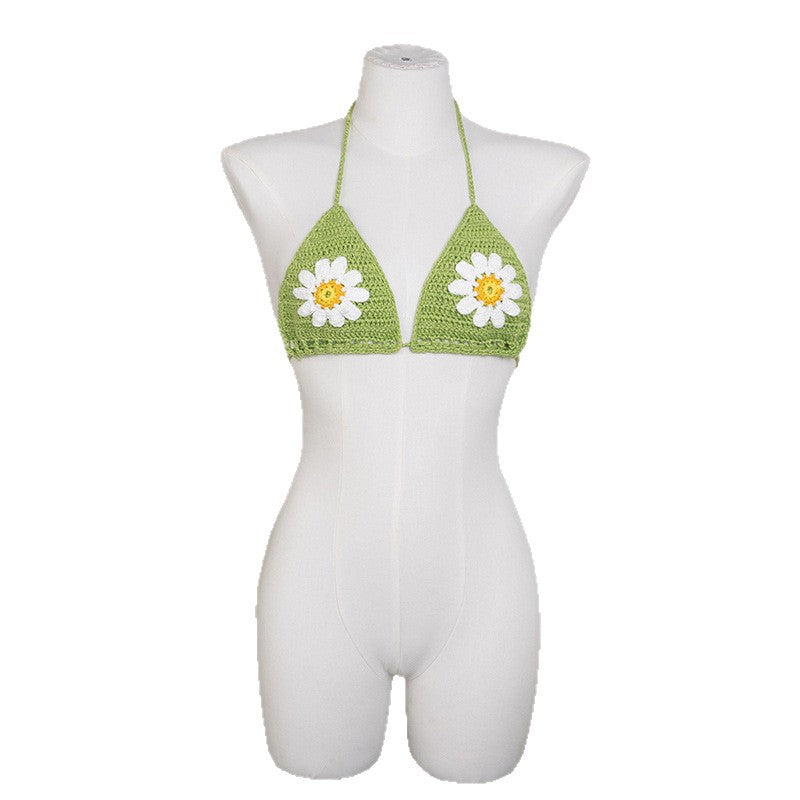 Damer virkad bikini topp med blommönster Mirla-Eva Jonsson