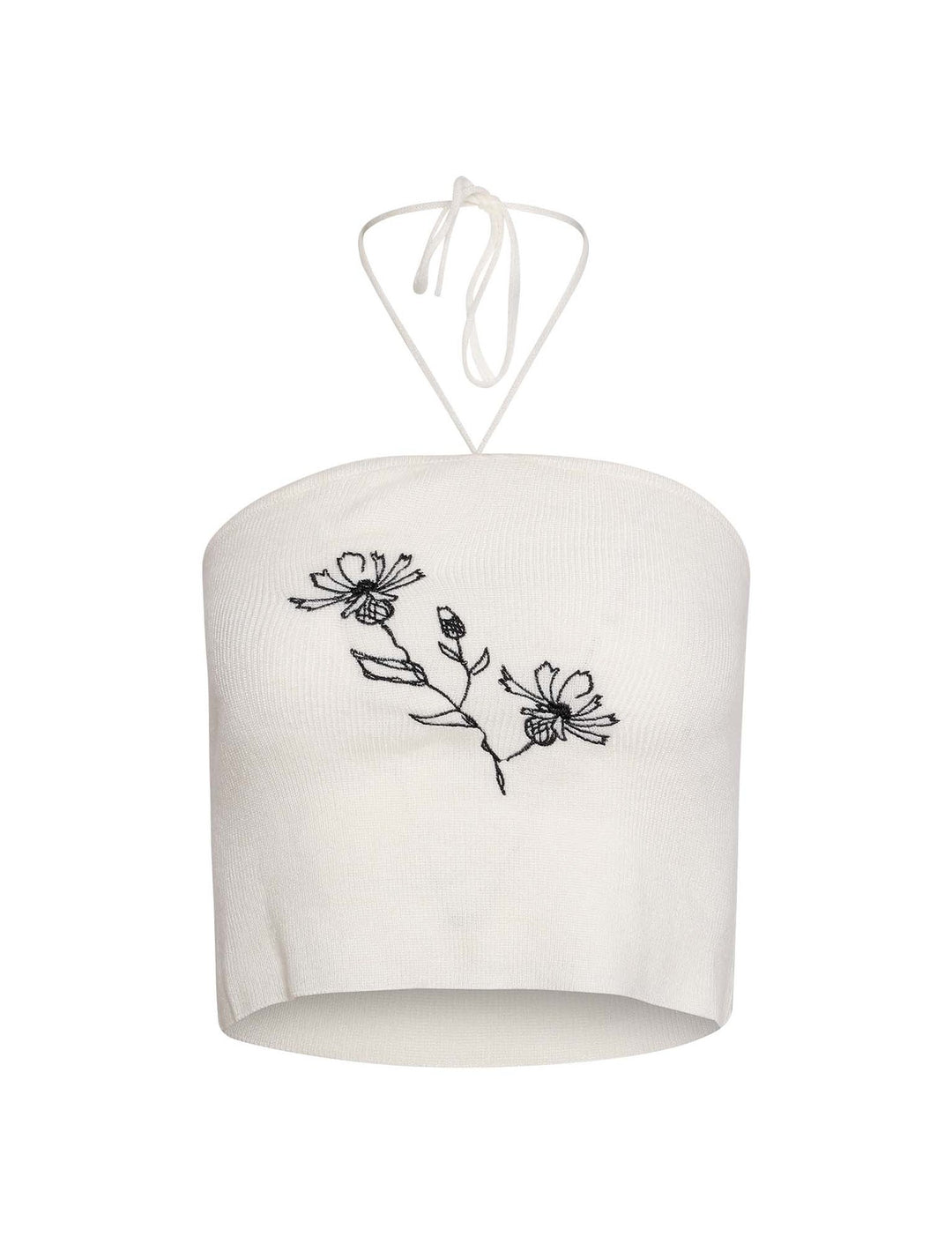 Damer virkade crop-top med blommig broderi Mirla-Eva Jonsson