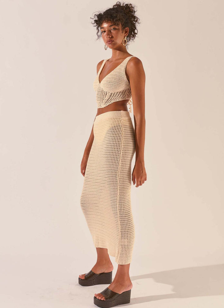 Damer virkat Crop-Top och Maxikjol-set Mirla-Eva Jonsson