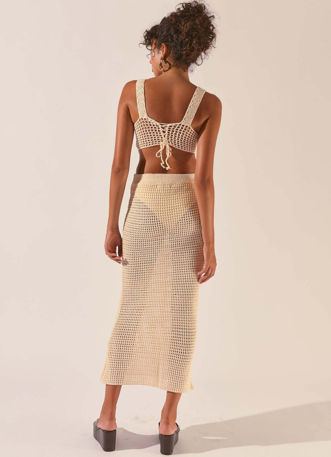 Damer virkat Crop-Top och Maxikjol-set Mirla-Eva Jonsson