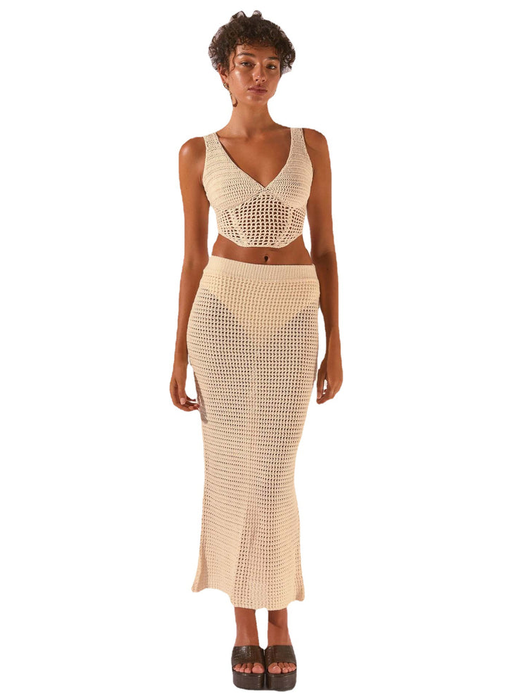 Damer virkat Crop-Top och Maxikjol-set Mirla-Eva Jonsson