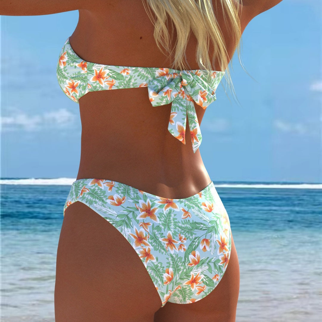 Damern Bandeau-bikini med unik fjädermönster och hög midja Mirla-Eva Jonsson
