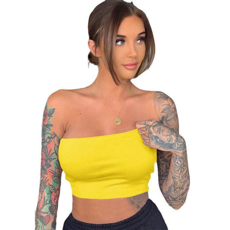 Damern Bandeau-top i elastiskt material med figursydd design Mirla-Eva Jonsson