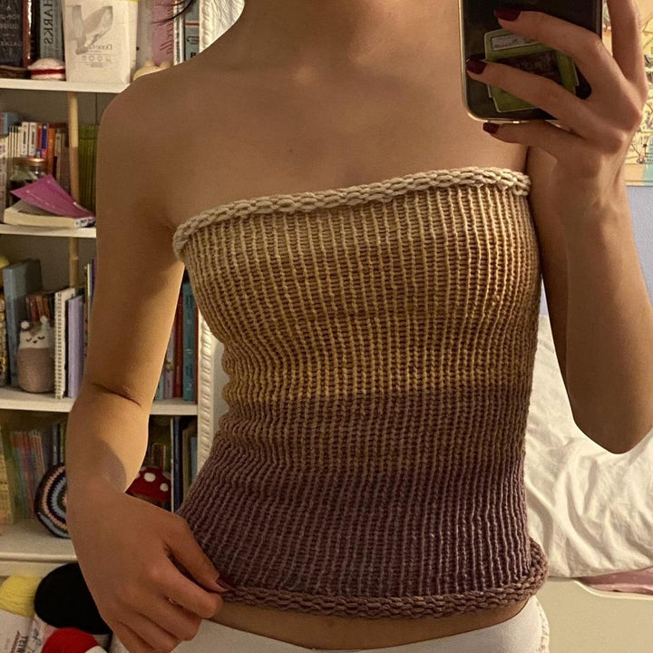 Damern Bandeau topp med färgglada ränder Mirla-Eva Jonsson