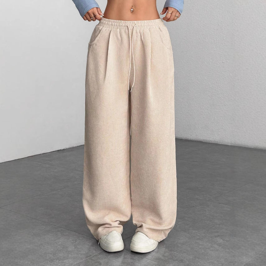 Damern Bekväm Casual Cordbyxor med elastisk midja och sidofickor Mirla-Eva Jonsson