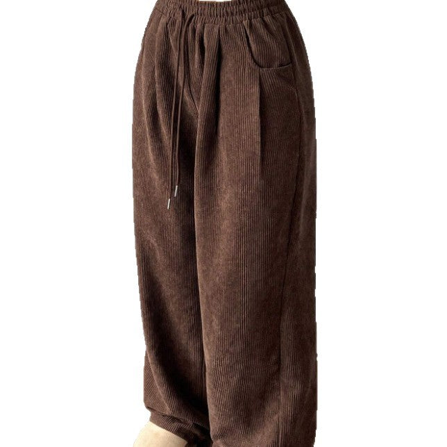 Damern Bekväm Casual Cordbyxor med elastisk midja och sidofickor Mirla-Eva Jonsson