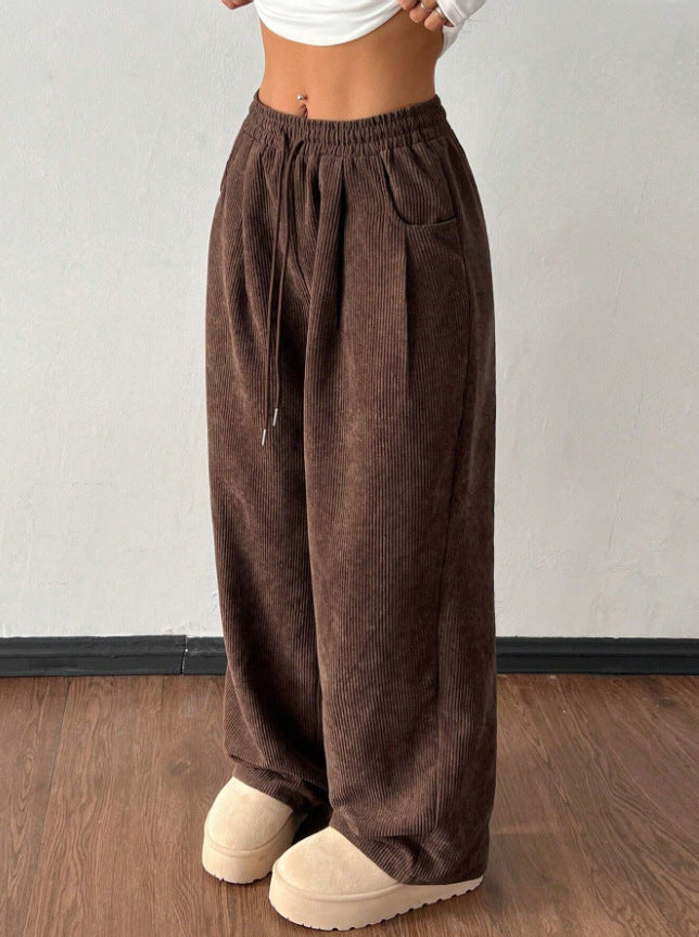 Damern Bekväm Casual Cordbyxor med elastisk midja och sidofickor Mirla-Eva Jonsson