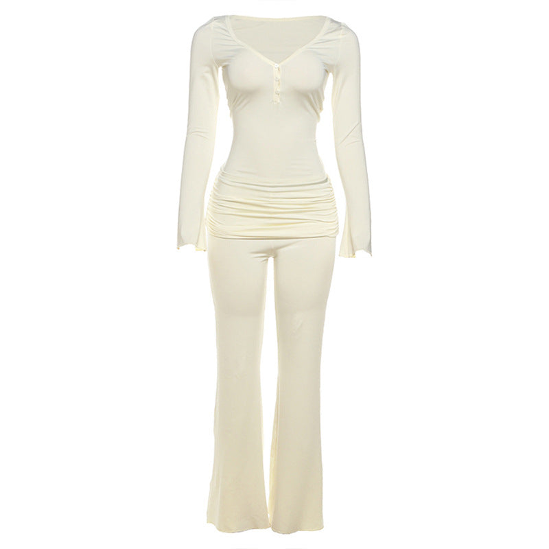 Damern Bekväm Jumpsuit med lång ärm och rynkning Mirla-Eva Jonsson
