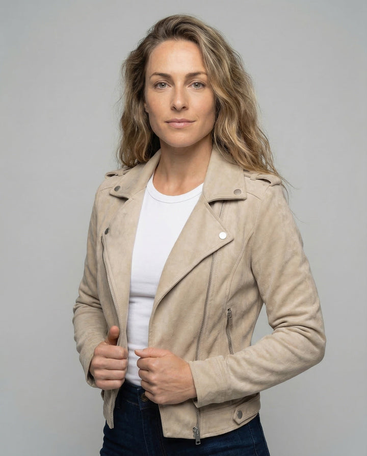 Damern Bikerjacka Huva Asymmetrisk Dragkedja-Eva Jonsson