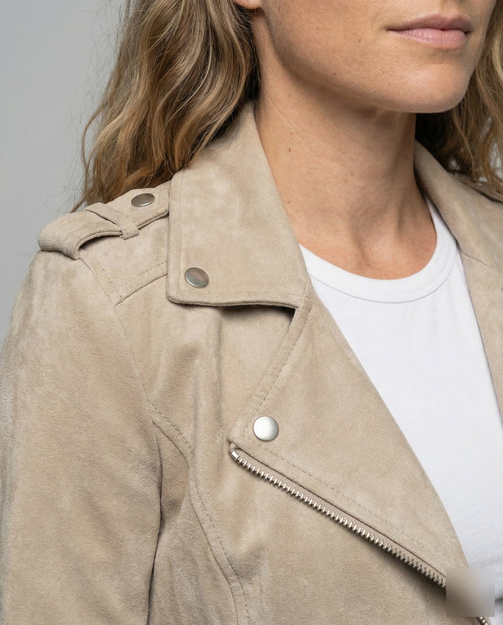 Damern Bikerjacka Huva Asymmetrisk Dragkedja-Eva Jonsson