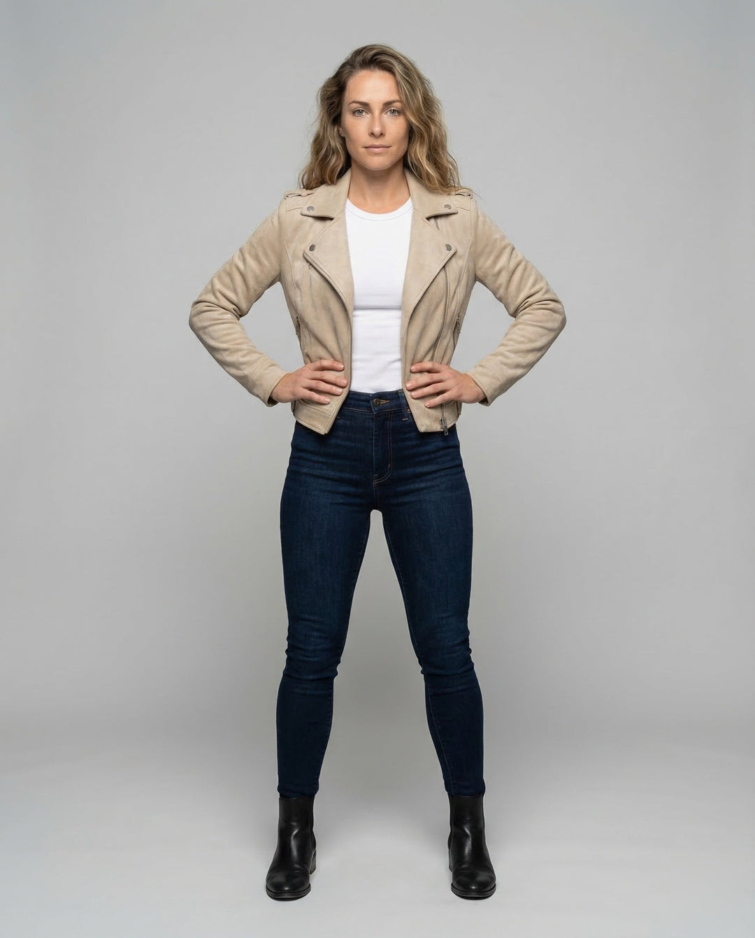 Damern Bikerjacka Huva Asymmetrisk Dragkedja-Eva Jonsson